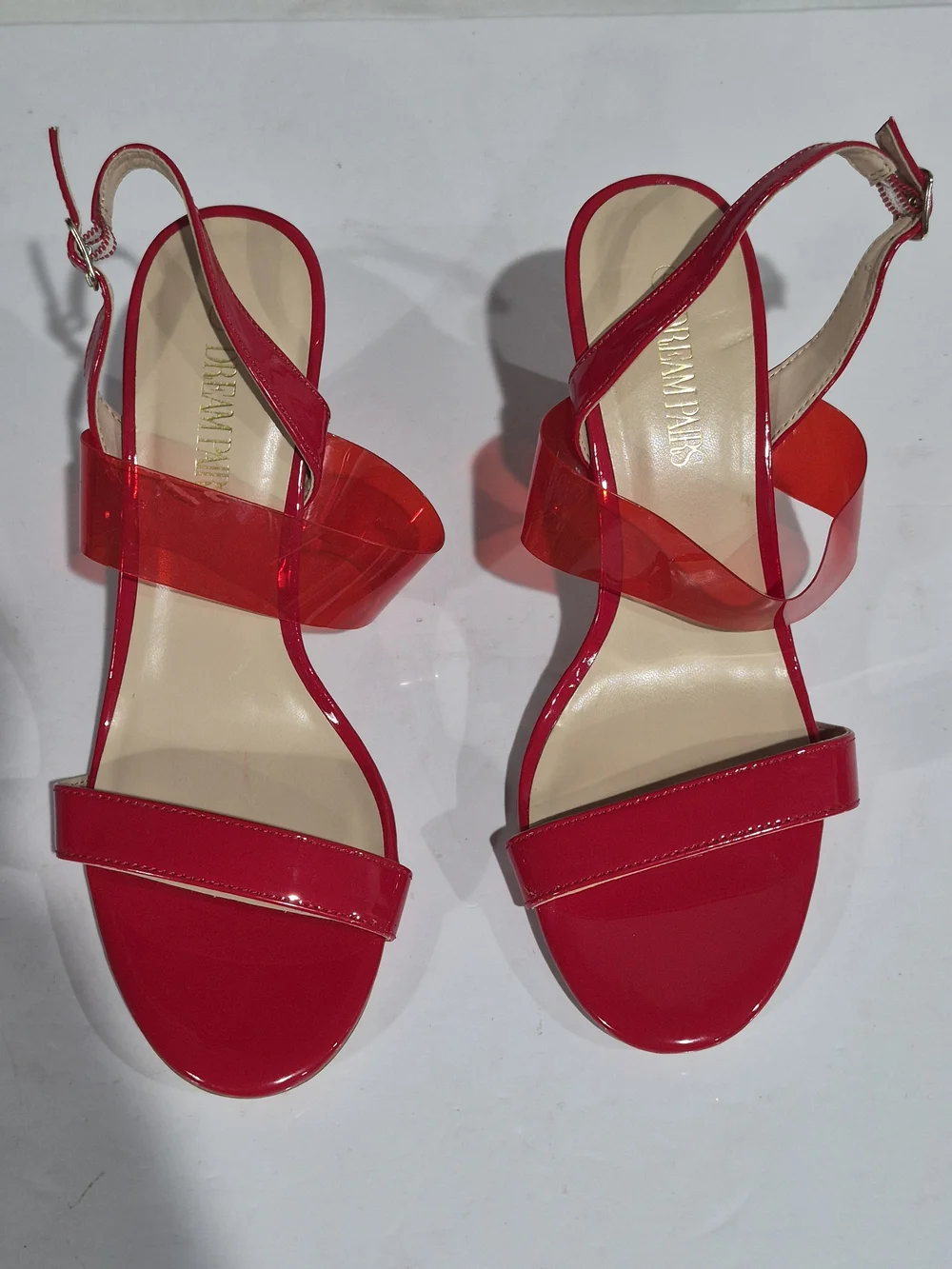 Dream Pairs Red Slingback Sandals with Clear Strap - Size 9 - Picture 10 of 13